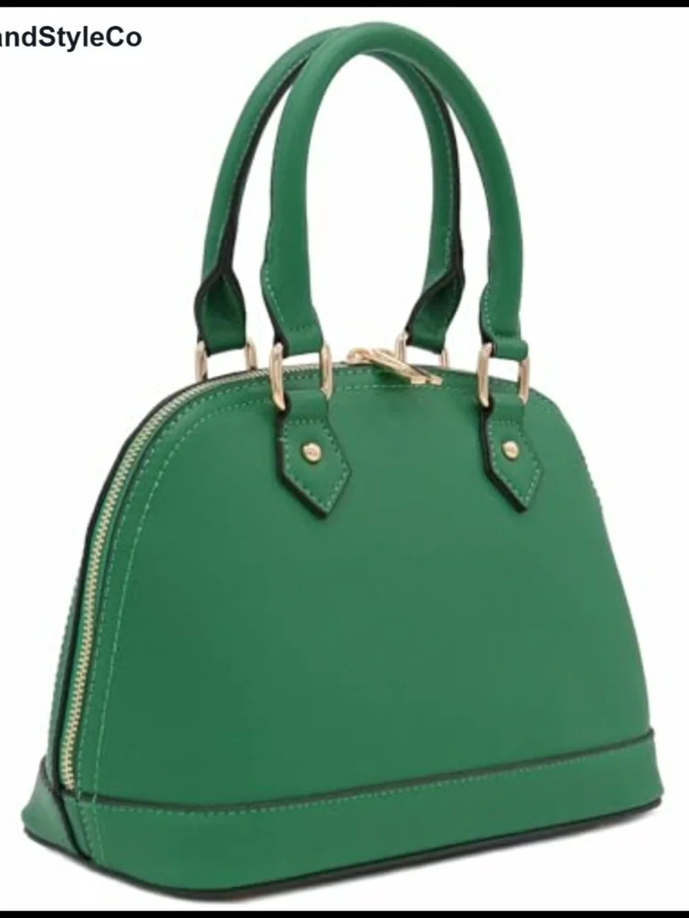 Faux Saffiano Leather Dome Satchel with Adjustable Strap